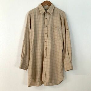 Aquascutum アクアスキュータム チェック柄 長袖シャツ メンズ M相当 ベージュ