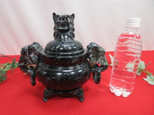 [OH3742/8] China stone made censer Φ8.5cm H22.5cm