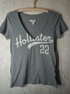 ｎ7421　HOLLISTER　ホリスター　レディース　半袖　vネック　tシャツ　オールドプリント　デザイン　人気　送料格安