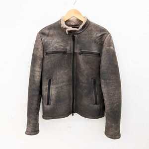 美品 REPLAY リプレイ Leather biker jacket レザーバイカージャケット ムートン 羊革 ブラウン系 M8031.000.83448