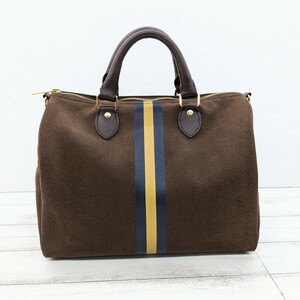  beautiful goods SITA PARANTICAsi-tapa Ran TIKKA Border Boston Bag border Boston bag handbag fake suede Brown 