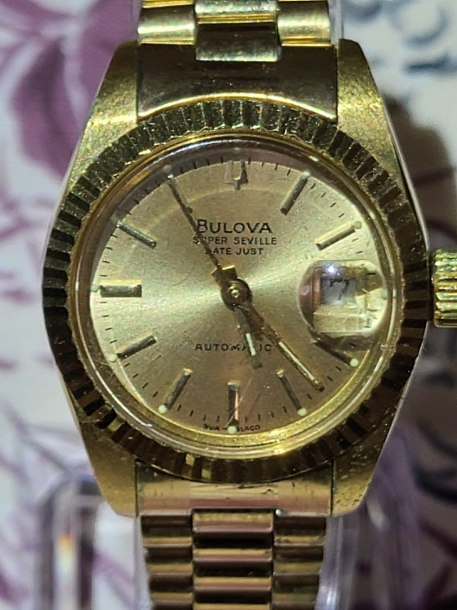 美品】bulova 自動巻 クルドパリ文字盤 ゴールド 純正ブレス 稼働 希少