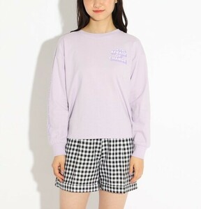  new goods PINK-latte message entering casual long T light purple (081) 15(150cm) regular price 1320 jpy 