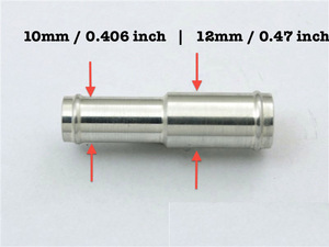 アルミホース変換ストレートジョイントパイプ異径10ｍｍ＞12ｍｍ 2個入れ