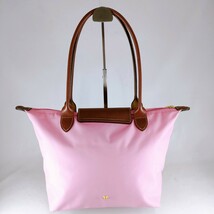 【極美品】 Longchamp ロンシャン LE PLIAGE ルプリアージュ ハンドバッグ トート 肩掛け ピンク系 ナイロン×レザー バッグ ショルダー　_画像2