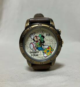JAL DISNEY ON TOURE ジャル ディズニーオンツアー 腕時計 革ベルト 中古品 ミッキーマウスのマーチが鳴ります
