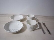 未使用！HW132-03 イタリアンランチセット 陶器 お皿 マグカップ 木製 フォーク_画像1