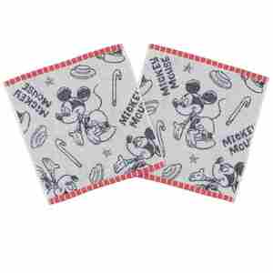 ※新品　ミッキーマウス　Mickey Mouse　ジャガードウォッシュタオル2枚セット　ハンドタオル　No1　フラッフ　ディズニー　Disney