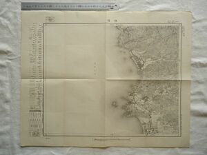 【古地図 昭和20年代 二万五千分一地形図】『保田』横須賀2号那古ノ3 地理調査所【千葉 鉄道 房総西線 臨海学校 元名温泉 勝山町 久枝浜】