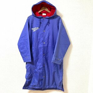 (^w^)b リーボック 80s 90s ヴィンテージ ベンチ コート ジャンパー 青 Reebok ビッグ ロゴ 裏地 ボア 防寒着 スポーツ ウェア L 6589EEの画像2