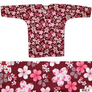 お祭用品/肉襦袢 鯉口シャツ 桜ラメ 203エンジ　4号(子供用)