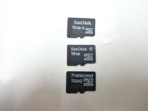 1円～　SanDisk　Transcend　microSDHCメモリーカード　16GB　3枚セット　中古動作品