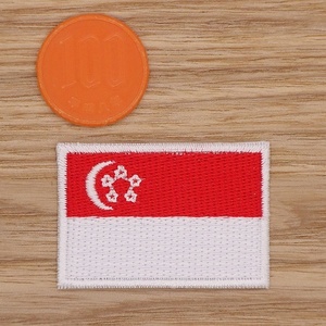 【Ｍサイズ】アイロンワッペン NO.950 国旗 シンガポール シンガポール国旗 世界の国旗 アップリケ 【郵便定形】