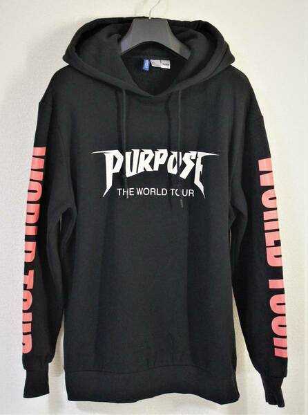 H&M DIVIDED × Justin Bieber ジャスティンビーバー Purpose Tour スウェット パーカー 黒 大きめ ルーズサイズ M