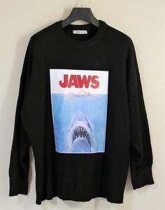 ◆ZARA KNIT ザラ◆4331-121-800 JAWS ジョーズ ハイゲージニット スウェット ビッグサイズ:S サメ 名作映画 スピルバーグ 男女兼用可