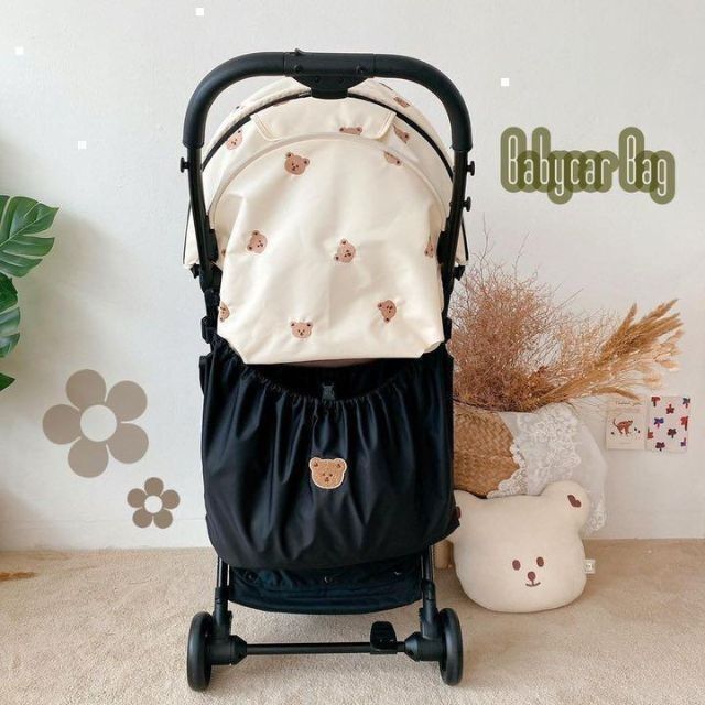 新品】くまさん刺繍ベビーカー用フック クリップ バッグハンガー 落下