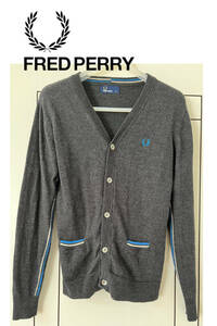 FRED PERRY カーディガン S~Mサイズ チャコールグレー フレッドペリー　ニット レディースMサイズくらい