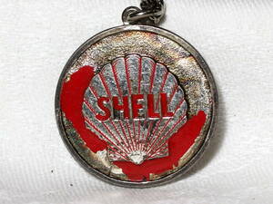 shell シェル レア　エナメル　メタル 　キーホルダー フランスアンティーク 車　 ビンテージ シェル石油　オイル缶　貝　フレンチ