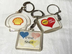 フランスアンティーク　ブルボンキーホルダー　shell ３点　セット　絵の変わるタイプ　貝型　 車　シェル石油　ビンテージ