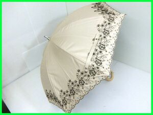 2303*SF-620* Lanvin collection parasol long umbrella floral print light beige group flexible type LANVIN COLLECTION used 