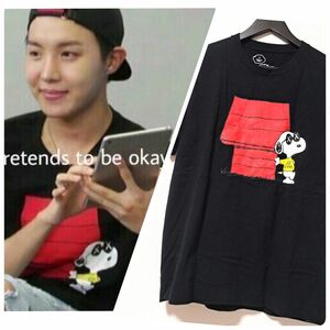 ホビ着用　カウズ×ピーナッツ　UT　Tシャツ　黒　ユニクロ　スヌーピー　ホソク　ジェイホープ　J-HOPE