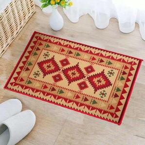 玄関マット ドット絵柄 赤 カーテン 北欧 雑貨 韓国 インテリア 韓国雑貨