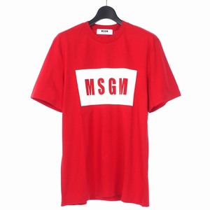 未使用品 エムエスジーエム MSGM ボックスロゴ プリント Tシャツ カットソー 半袖 クルーネック S レッド 赤 2740MM67 レディース