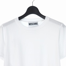 未使用品 モスキーノ MOSCHINO ロゴ プリント アシンメトリ Tシャツ カットソー 半袖 40 ホワイト 白 A0703 レディース_画像3