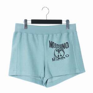 未使用品 モスキーノ MOSCHINO 20SS ロゴプリント トラック ショーツ ハーフパンツ 44 ライトブルー 青 A0335 レディース