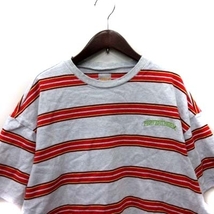 クーキー KOOKYN Tシャツ カットソー ボーダー 半袖 F グレー 赤 レッド /YI メンズ_画像2