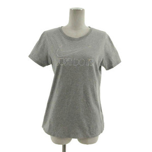 ナイキ NIKE Tシャツ 半袖 ロゴプリント JUST DO IT ホログラム コットン グレー XL レディース