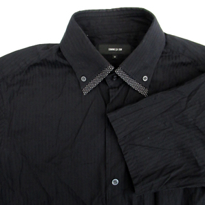 コムサイズム COMME CA ISM カジュアルシャツ 半袖 ボタンダウン ストライプ柄 M 黒 ブラック /SM46 メンズの画像3
