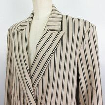 未使用品 ザラ ZARA ジャケット ブレザー テーラード 長袖 ダブル 総裏 ストライプ ストレッチ S ベージュ ※EKM レディース_画像5