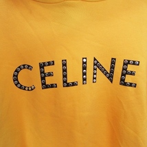 セリーヌ CELINE 22SS パーカー プルオーバー スウェット 長袖 コットン ロゴ スタッズ プリント 裏毛 リブ 2Y695670Q 黄 イエロー S ★AA_画像5