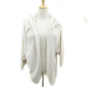  Rope ROPE cardigan middle height 7 minute sleeve front opening with a hood .M beige /YM3 lady's 