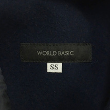 ワールドベーシック WORLD BASIC コート チェスター ロング 比翼仕立て 無地 長袖 34 紺 ネイビー レディース_画像5