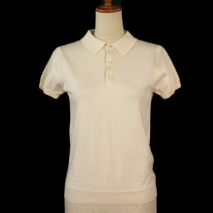  Beams Boy BEAMS BOY polo-shirt knitted short sleeves cotton beige lady's 