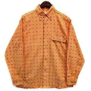 サンタフェ Santafe 絣刺繍 ボタンダウン シャツ 長袖 オレンジ 46 メンズ
