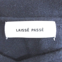 レッセパッセ LAISSE PASSE ワンピース ニットワンピ 長袖 Vネック ひざ下丈 フレア リボン ファー ストレッチ 紺 ネイビー 38 レディース_画像3