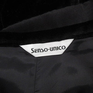 センソユニコ Senso unico スカート ひざ丈 ベロア 切替 リネン ブロッキング 黒 ブラック 40 約L ■SM0 レディースの画像5