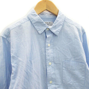 チャオパニック ティピー CIAOPANIC TYPY カジュアルシャツ 七分袖 無地 リネン混 S ライトブルー 水色 /MS2 メンズの画像3