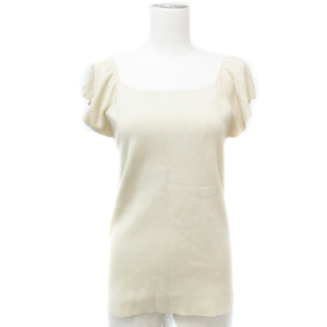  Laguna Moon LagunaMoon knitted cut and sewn short sleeves square neck off shoulder 2way.. feeling plain F beige /FF20 lady's 