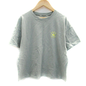 コンバース CONVERSE Tシャツ カットソー 半袖 ラウンドネック 刺繍 M グリーン 緑 /SM36 レディース
