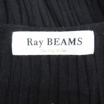 レイビームス Ray Beams リブニット カットソー 七分袖 Uネック スリット 透け感 無地 F 黒 ブラック /FF27 レディース_画像5