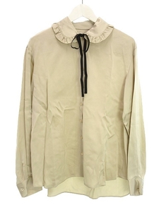 未使用 ルシェルブルー LE CIEL BLEU フリル カラー ブラウス 36 ベージュ系 グログランリボン Frilled collar blouse トップス シャツ
