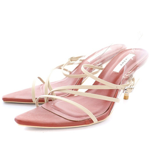 AMERI アメリ MEDI CLEAR STRAP PUMPS サンダル パンプス ピンヒール 切替 ストラップ S 22.5-23cm べージュ クリア /SR12 ■SH レディース