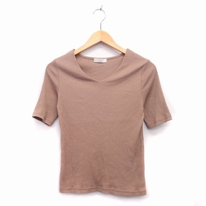  free z mart Free's Mart cut and sewn T-shirt . minute sleeve rib V neck simple F beige /KT35 lady's 