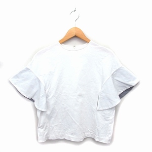  Le Ciel Bleu LE CIEL BLEU T blouse crew neck cotton cotton Drop shoulder wide . minute sleeve 36 white white /NT11 lady's 