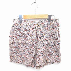  Ships SHIPS culotte pants Short peiz Lee pattern thin 36 beige navy light brown navy blue /TT1 lady's 