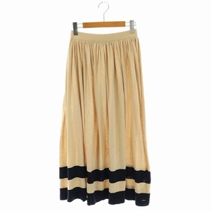 temi Lee DEMYLEE Lucia skirt flair gya The - long XS beige navy blue navy /CM #OS lady's 